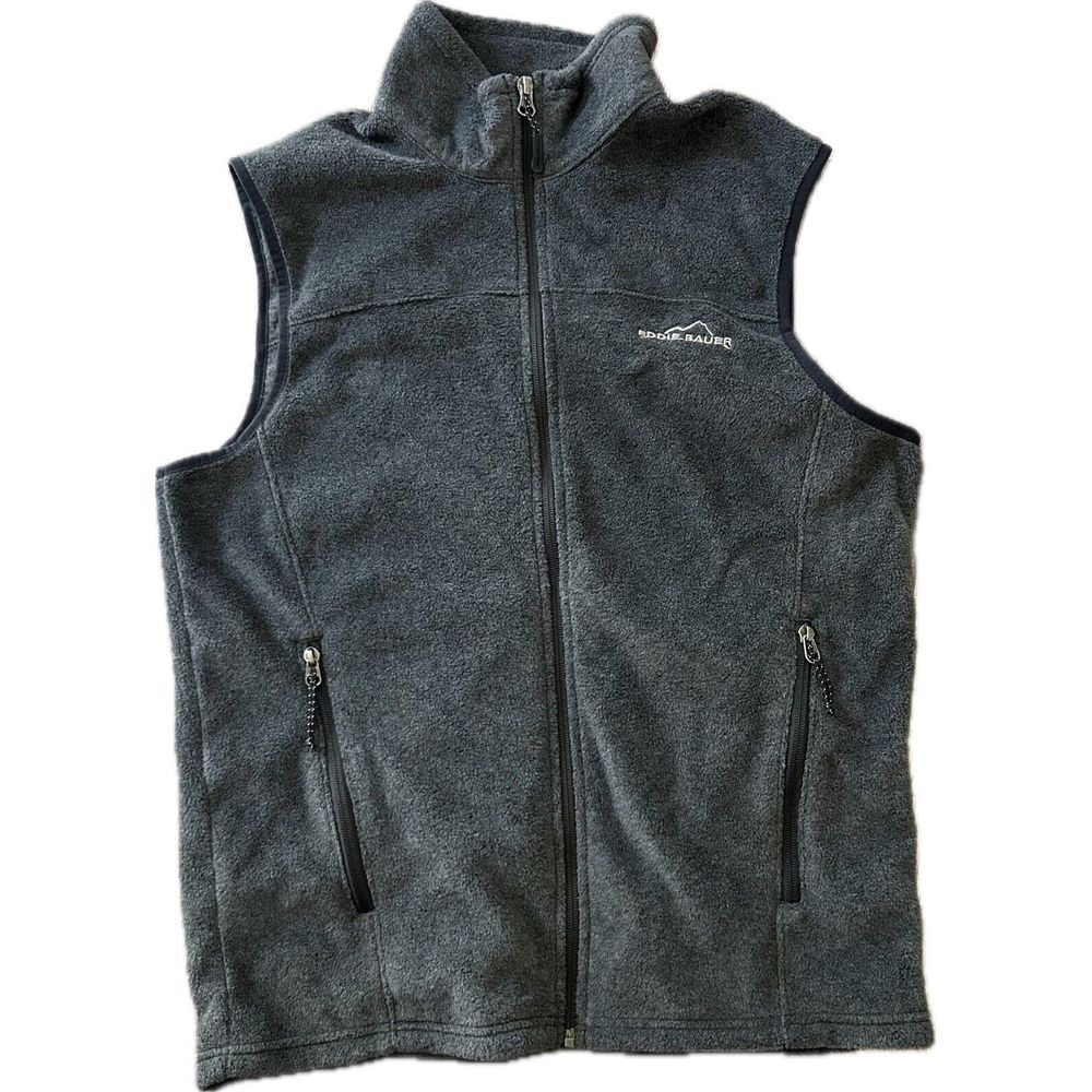 EDDIE BAUER ZIP FRONT FLEECE VEST Men's Size Small Black